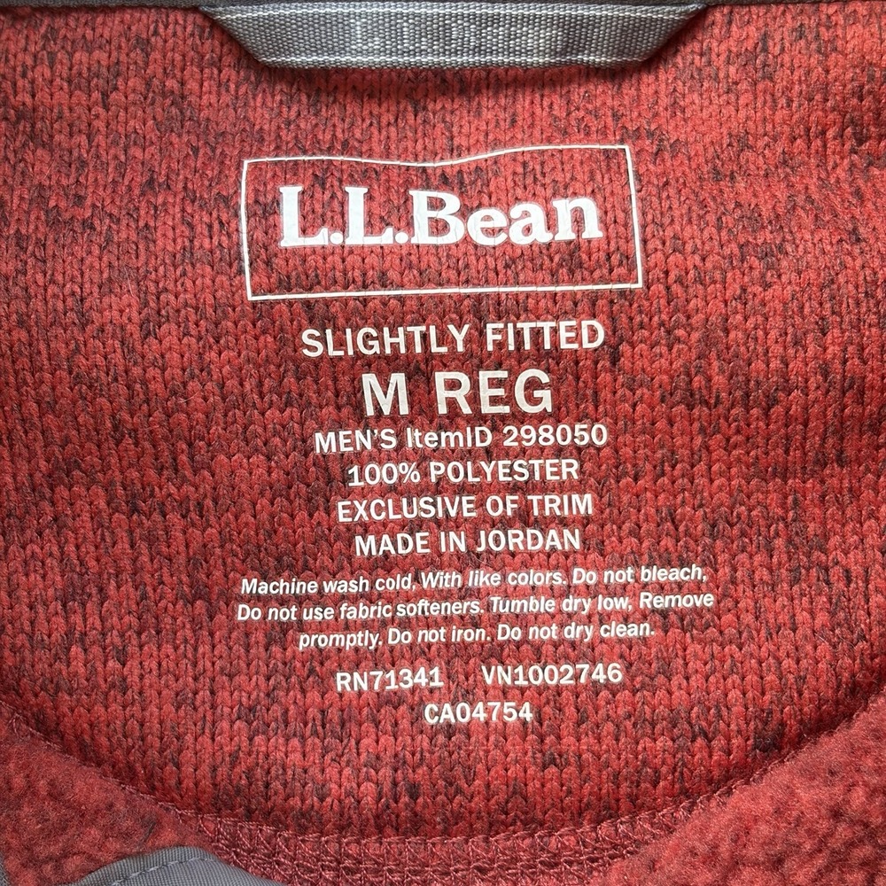 LL Bean Sweater Mens Medium Red Orange Fleece Snap T Pullover Outdoor Preppy - Picture 4 of 7